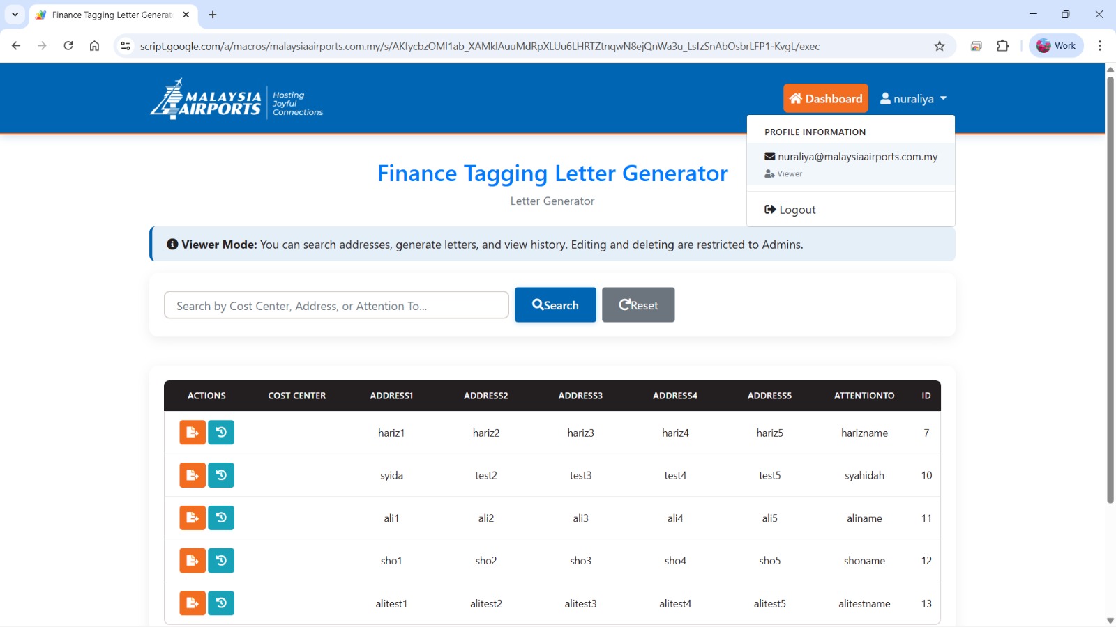 Finance Letter Generator System Migration interface
